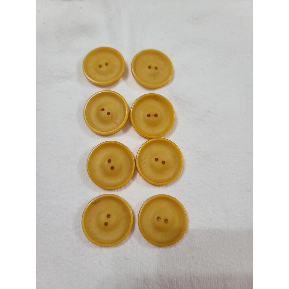 Buttons(8)Gold Round 1" Plastic 2-Hole Sewing Crafting GUC